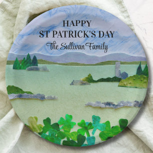 St Patrick's Day Lucky Shamrock Personalised Paper Plate