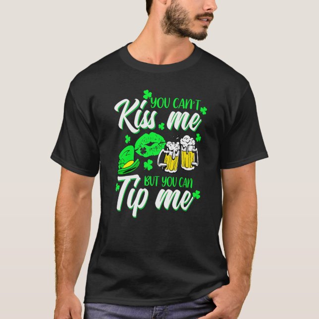 St Patrick's Day Lucky Shamrock Waitress Bartender T-Shirt (Front)