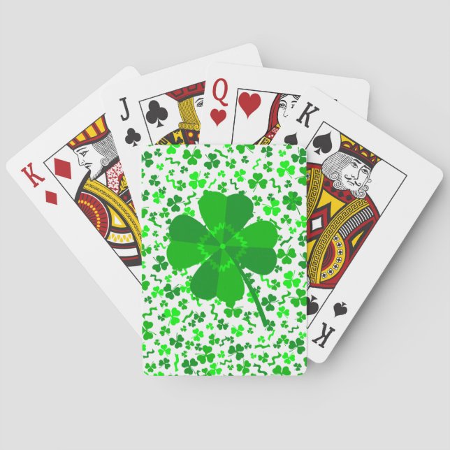 St Patrick's Day Lucky Shamrocks Confetti Pattern Playing Cards (Back)