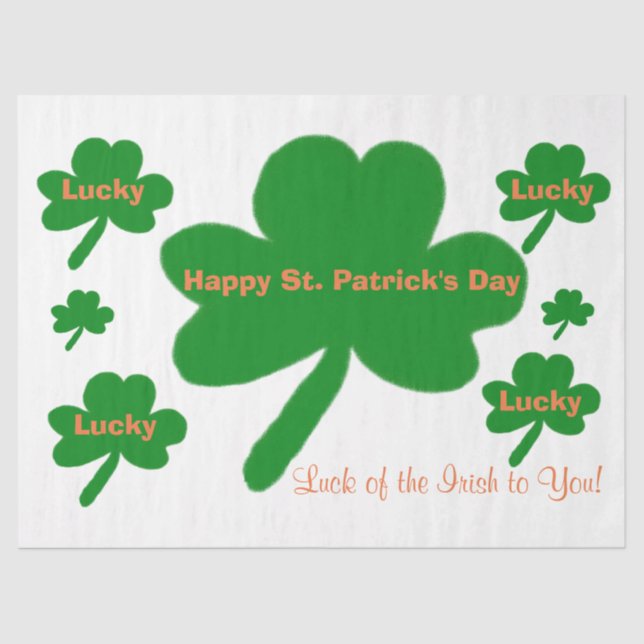 St. Patrick's Day Lucky Shamrocks Tissue Paper (Front)