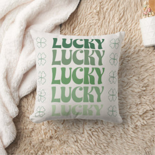 St Patrick's Day Lucky Stack and Shamrocks  Cushion