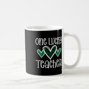 St. Patricks Day Lucky Teacher Leopard Print Heart Coffee Mug