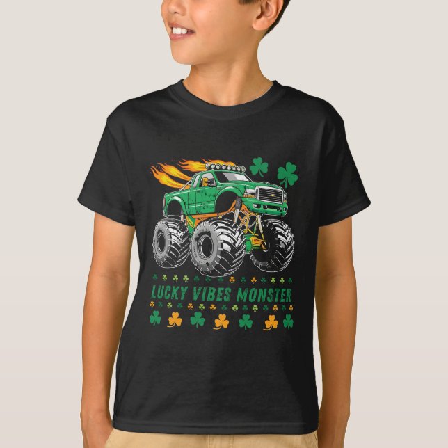 St Patricks Day Lucky Vibes Monster Truck T-Shirt (Front)