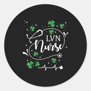 St patrick's day lvn nurse irish shamrock st paddy classic round sticker