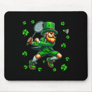 St. Patricks Day Man Playing Badminton Player Team Mouse Mat