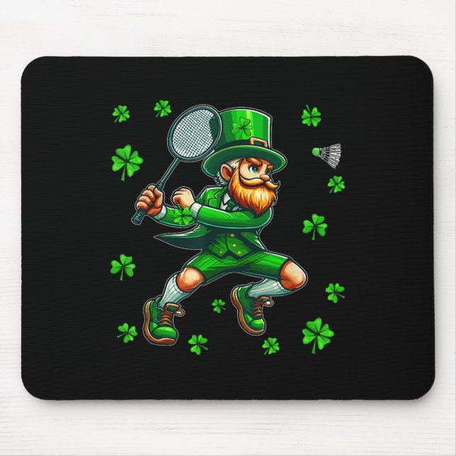 St. Patricks Day Man Playing Badminton Player Team Mouse Mat (Front)