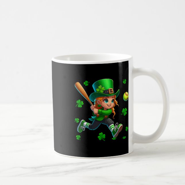 St. Patrick's Day Man Playing Softll Shamrocks Pla Coffee Mug (Right)