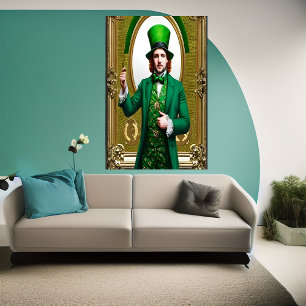 St. Patrick's Day man wearing green   AI Art  Poster