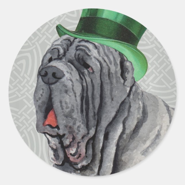 St. Patrick's Day Mastino Classic Round Sticker (Front)