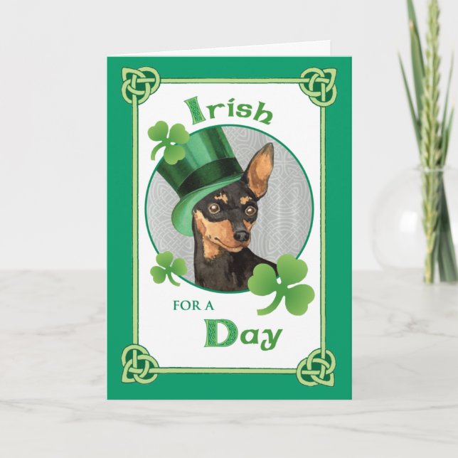 St. Patrick's Day Min Pin Card (Front)