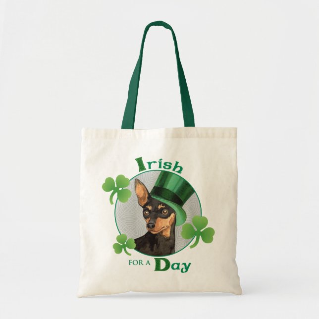 St. Patrick's Day Min Pin Tote Bag (Front)