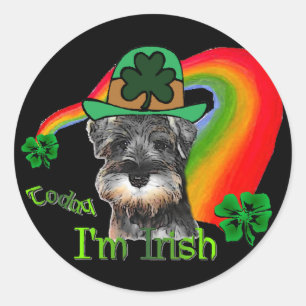 St. Patricks Day Mini Schnauzer Classic Round Sticker