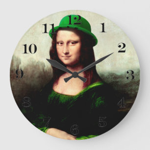 St. Patrick's Day Mona Lisa Large Clock