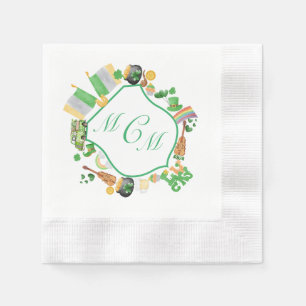 St. Patrick's Day Monogram Crest Paper Napkin