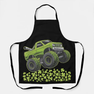 St Patrick's Day Monster Truck Lucky Shamrock Apron
