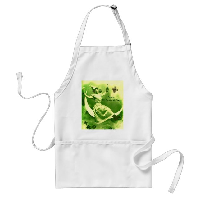 ST PATRICK'S DAY MOON LADY,IRISH BEER ,SHAMROCKS STANDARD APRON (Front)