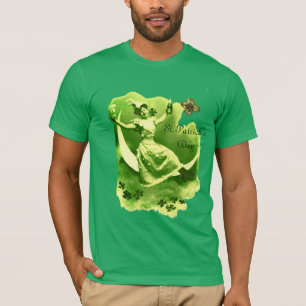 ST PATRICK'S DAY MOON LADY WITH SHAMROCKS MONOGRAM T-Shirt