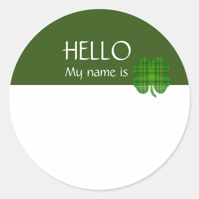 St. Patrick's Day Name Tag Badge Sticker (Front)