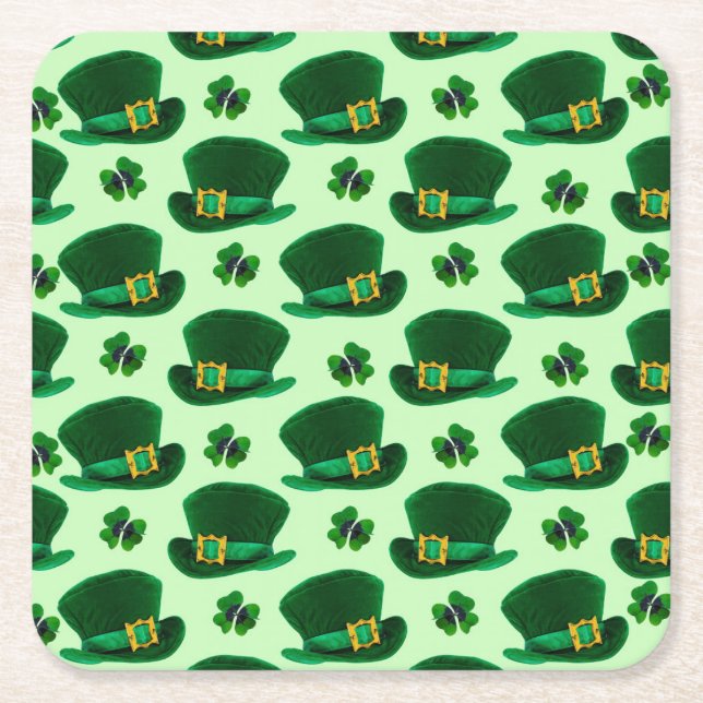 St Patrick's Day Napkins Square Paper Coaster (Front)