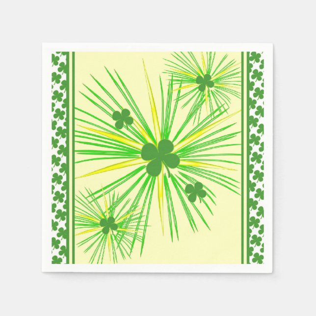 St Patrick's Day Napkins With Clovers (Front)