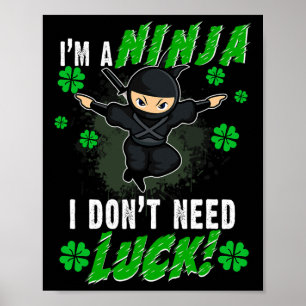 St. Patrick's Day Ninja Luck Green Kids Gift Clove Poster