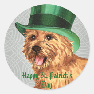 St. Patrick's Day Norwich Terrier Classic Round Sticker