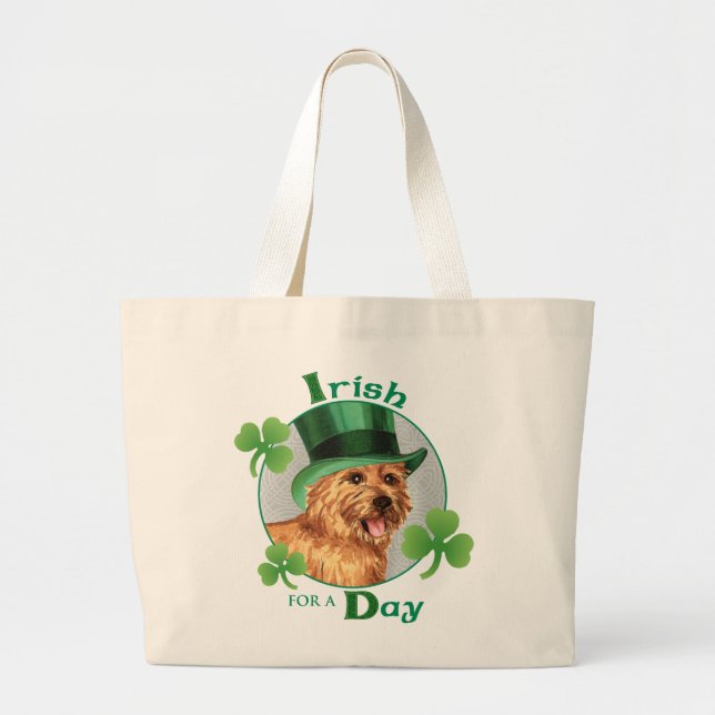 St. Patrick's Day Norwich Terrier Large Tote Bag (Front)
