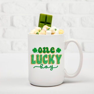 St. Patrick's Day One Lucky Boy Green Clover Coffee Mug