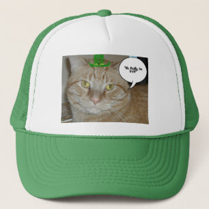 St Patricks Day Orange Tabby Cat Trucker Hat