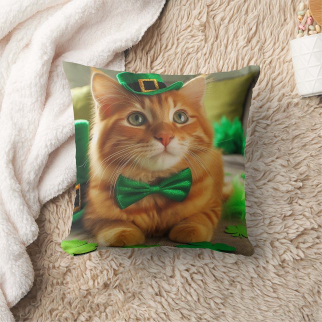 St Patrick's Day Orange Tabby Cushion (Blanket)