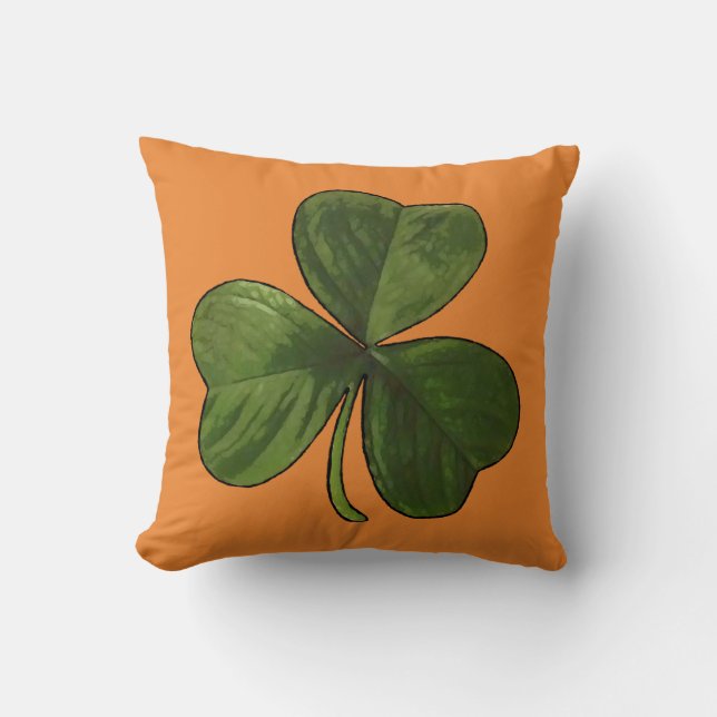 St Patrick's Day Outlined Irish Shamrock Cushion (Front)