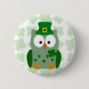 St. Patrick's Day Owl 6 Cm Round Badge