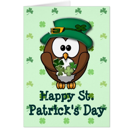 St. Patrick's Day owl Card