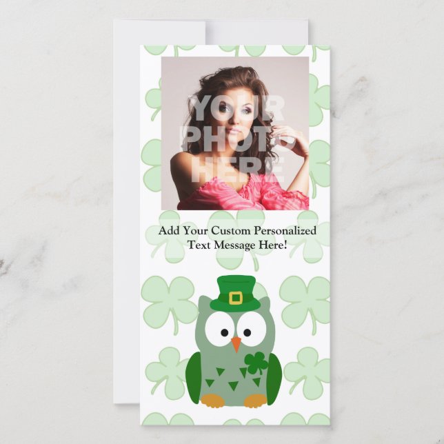 St. Patrick's Day Owl Holiday Card (Front)