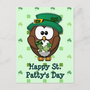 St. Patrick's Day owl Postcard