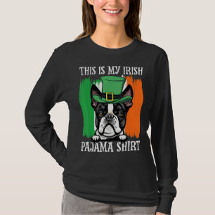 St Patrick's Day Pajams Boston Terrier Shamrock Ir T-Shirt