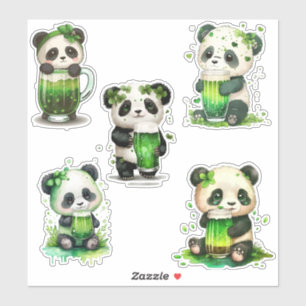 St Patrick's Day Panda Bears w/ Green Irish Drink