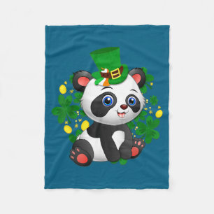 St Patricks Day Panda Cute Bear Lover Gift Fleece Blanket