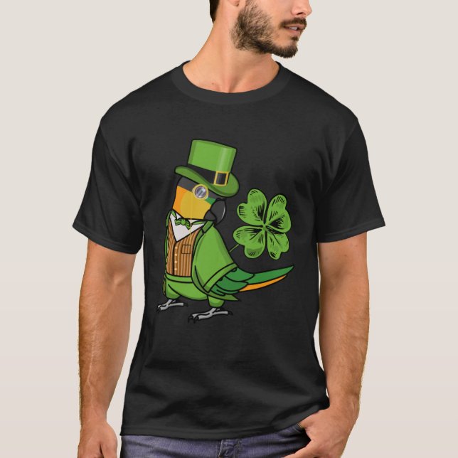 St Patricks Day Parrot I Black headed Caique T-Shirt (Front)