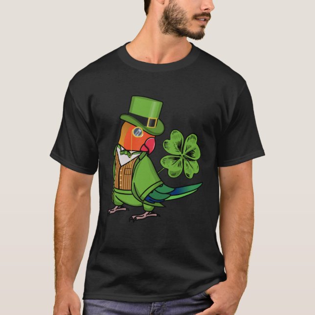 St Patricks Day Parrot I Fischers Lovebird T-Shirt (Front)