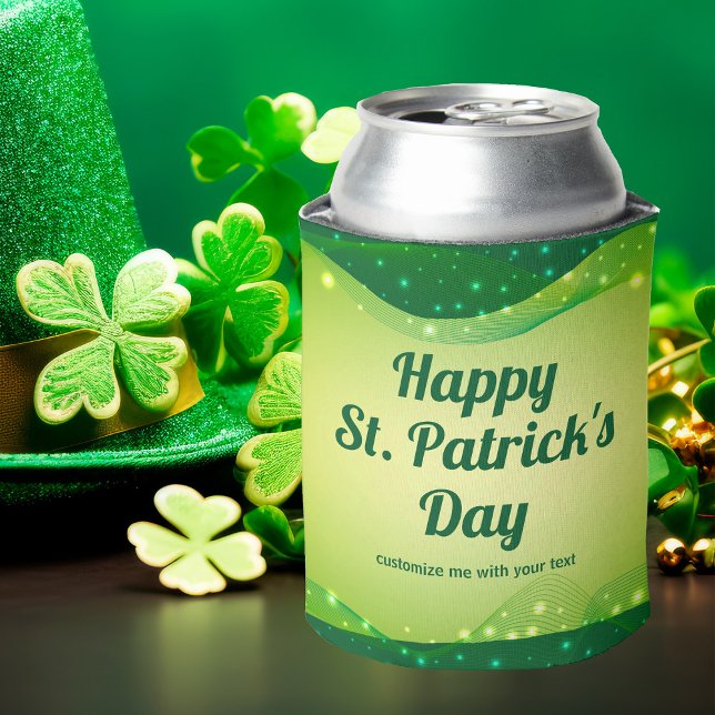 St. Patrick's Day Party Cute Custom Green Sparkle Can Cooler (Creator Uploaded)