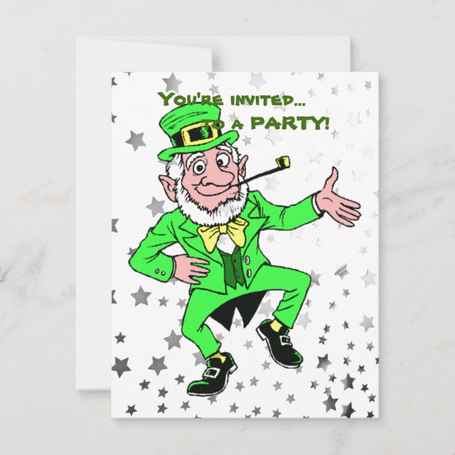 St. Patrick's Day Party | Cute Leprechaun Dancing Invitation (Front)