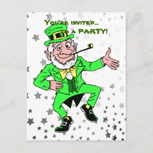 St. Patrick's Day Party   Cute Leprechaun Dancing Invitation