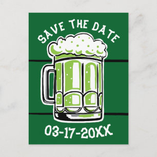St. Patrick's Day Party Green Beer Save the Date Announcement Postcard