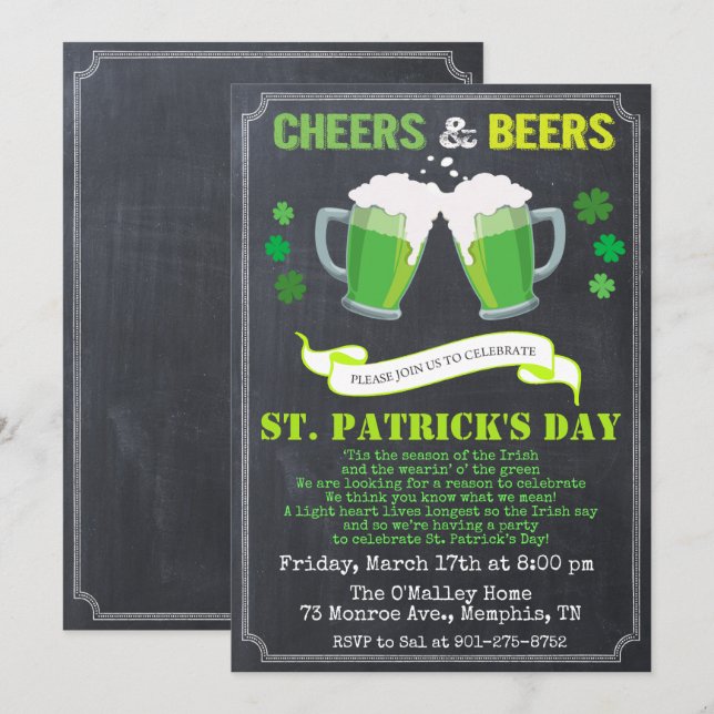 St. Patrick's Day Party Invitation (Front/Back)