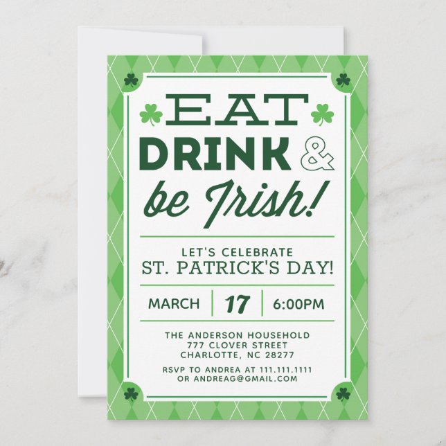 St. Patrick's Day Party Invitation (Front)