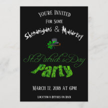 St. Patrick's Day Party Invitation Black -