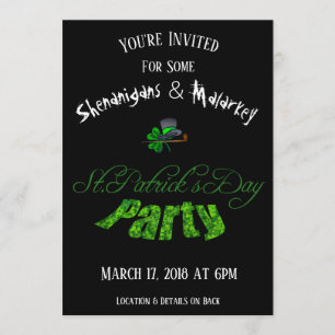 St. Patrick's Day Party Invitation Black -