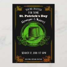 St. Patrick's Day Party Invitation Green Gold
