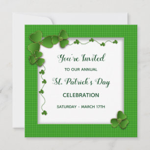 St. Patrick's Day Party Invitation - Shamrocks
